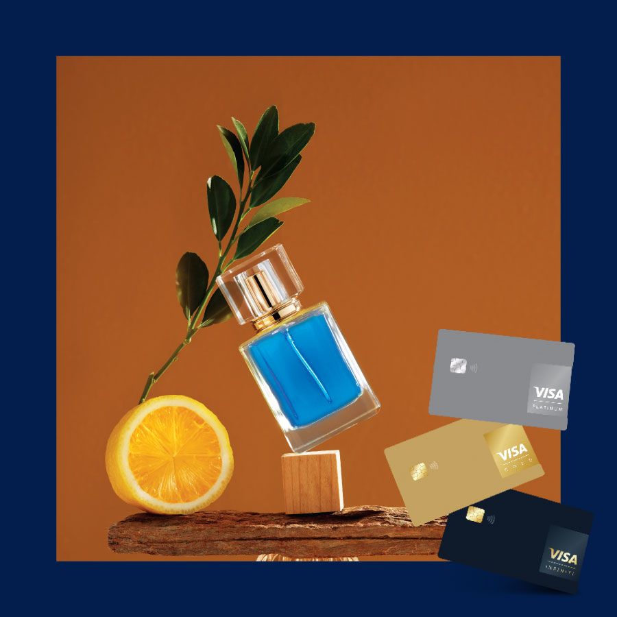 perfume and visa cards