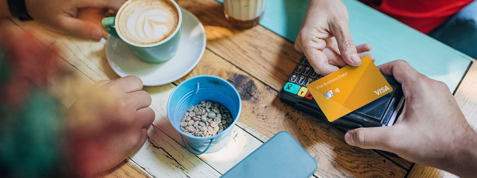 contactless card payment in cafe