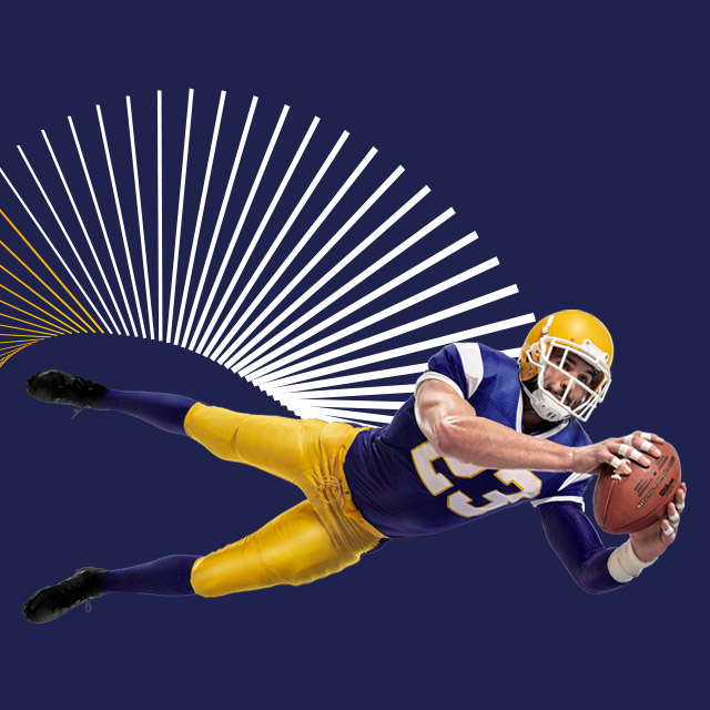 NFL player catching a football.