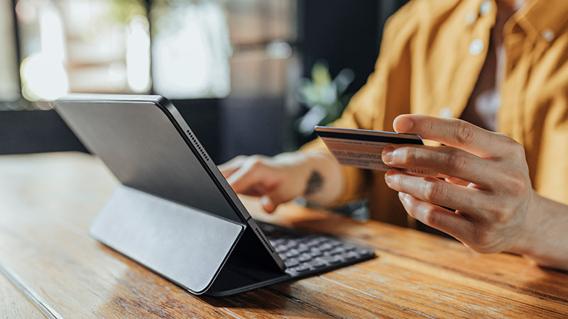 person paying online