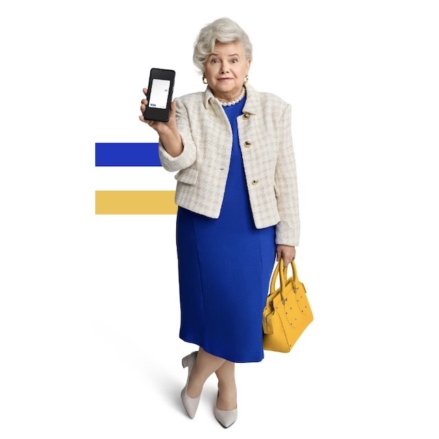older lady holding mobile
